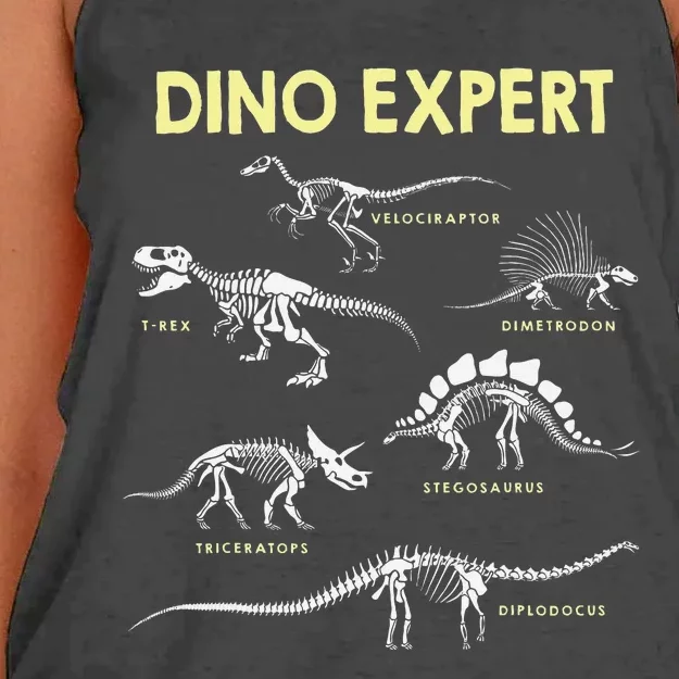 Dino Expert Future Paleontologist Dinosaur Fossil Bones Women's Knotted Racerback Tank