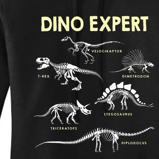 Dino Expert Future Paleontologist Dinosaur Fossil Bones Women's Pullover Hoodie