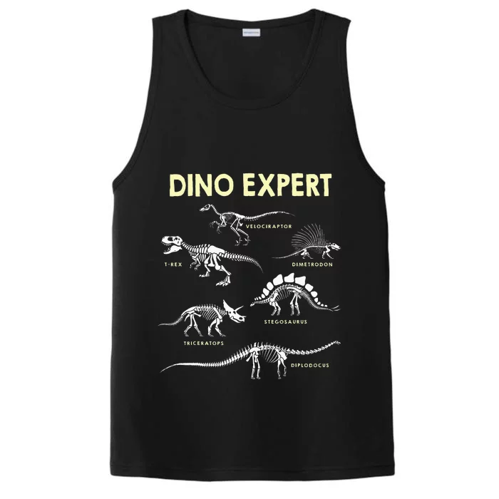 Dino Expert Future Paleontologist Dinosaur Fossil Bones Performance Tank