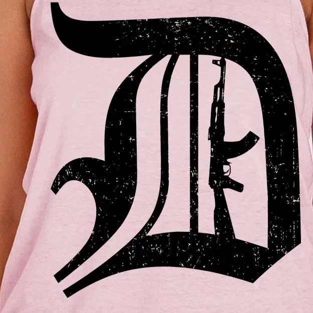 Defend Detroit Gun AK47 Women's Knotted Racerback Tank