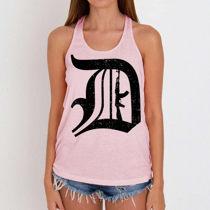 Defend Detroit Gun AK47 Women's Knotted Racerback Tank