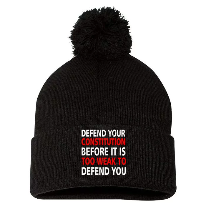 Defend Your Constitution Pom Pom 12in Knit Beanie