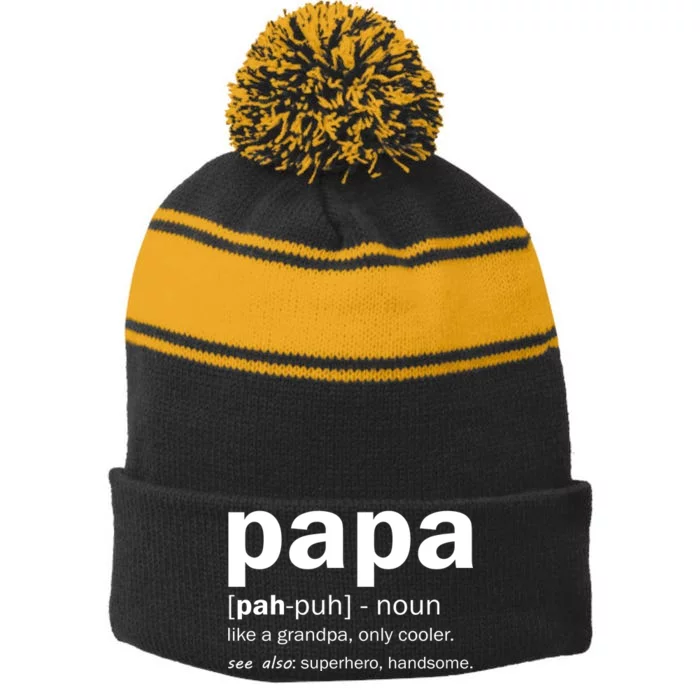 Definition Of A Papa Stripe Pom Pom Beanie