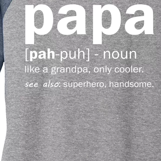 Definition Of A Papa Women's Tri-Blend 3/4-Sleeve Raglan Shirt