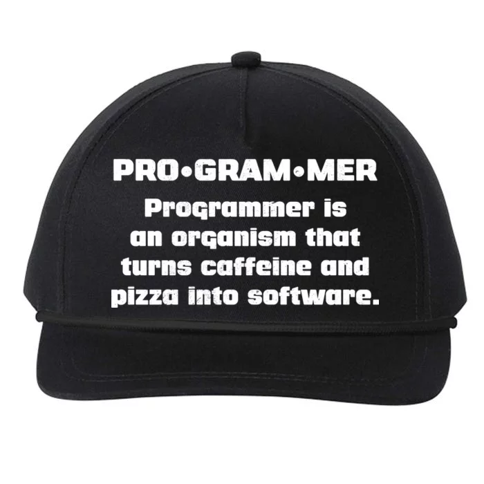 Definition of A Programmer Funny Coffee Snapback Five-Panel Rope Hat