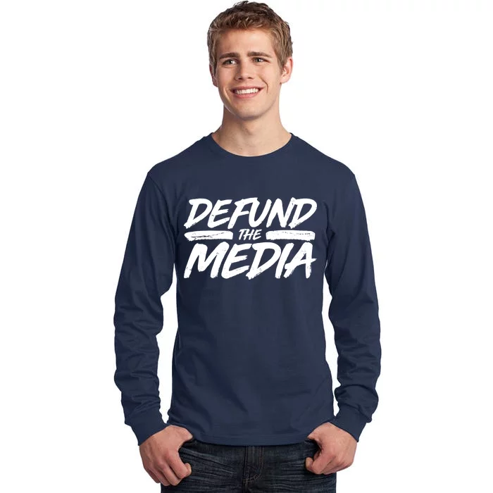 Defund The Media Distressed Tall Long Sleeve T-Shirt