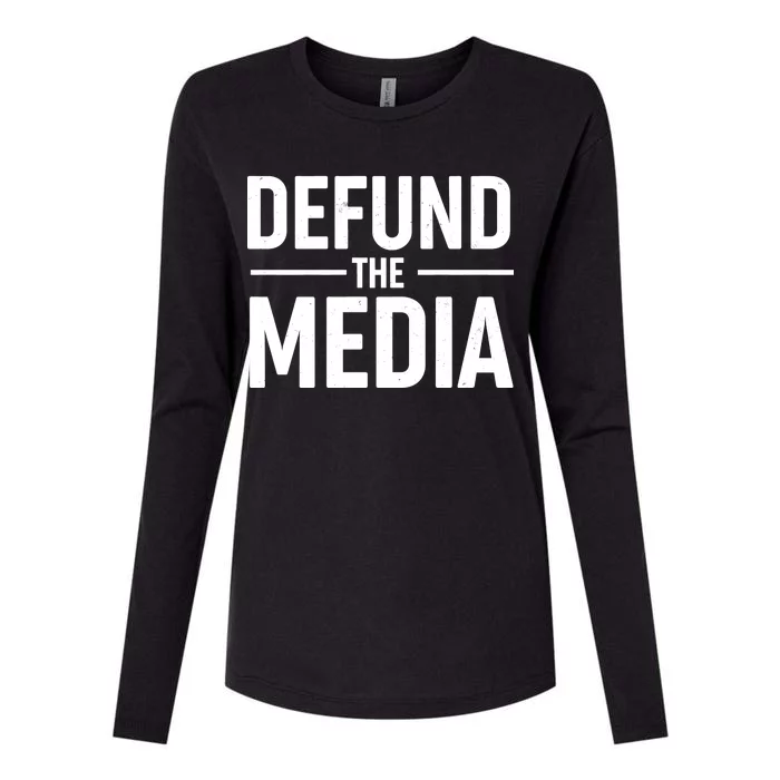 Defund The Media Protest Womens Cotton Relaxed Long Sleeve T-Shirt