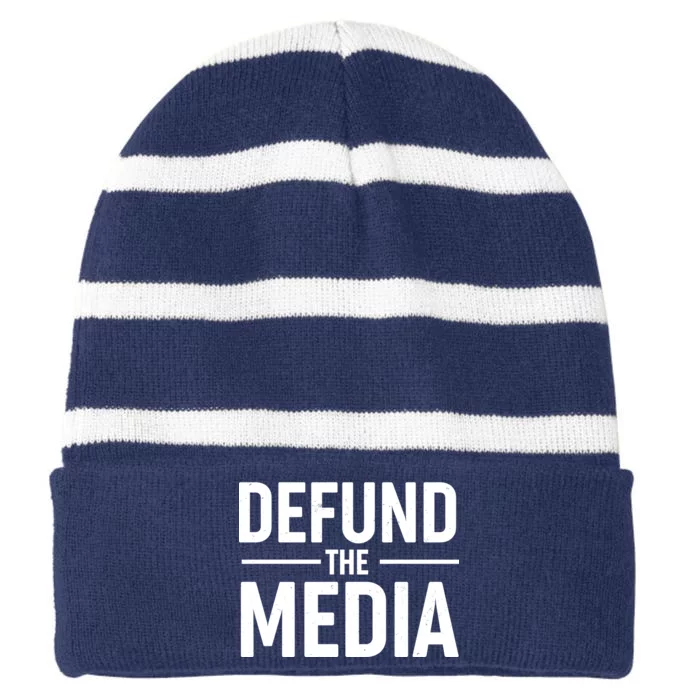 Defund The Media Protest Striped Beanie with Solid Band