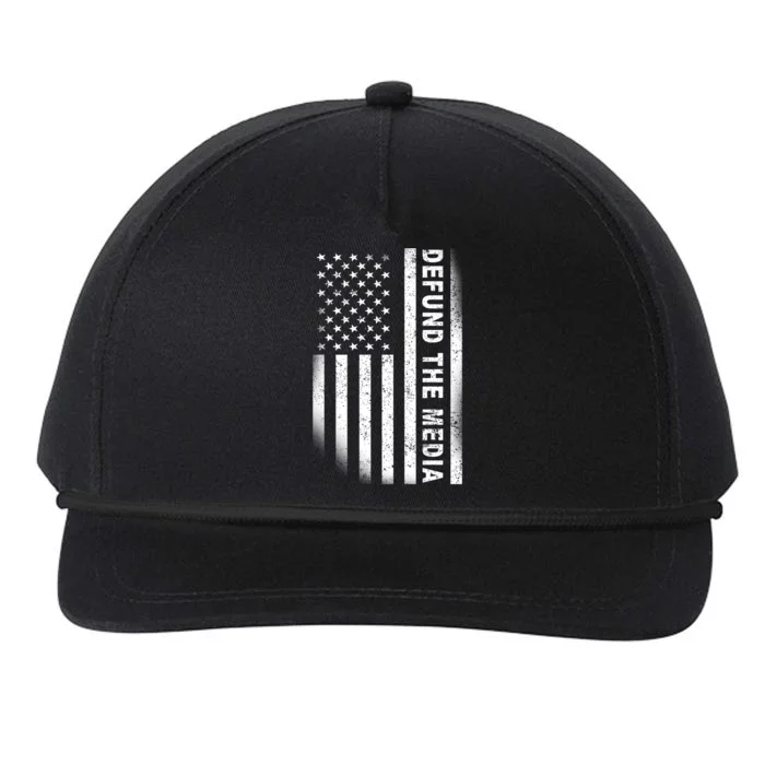 Defund The Media US Flag Snapback Five-Panel Rope Hat