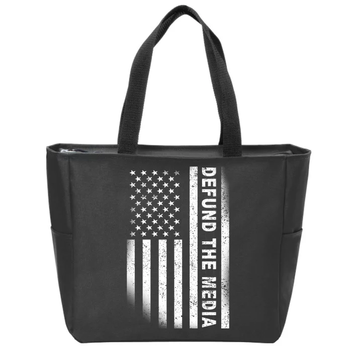 Defund The Media US Flag Zip Tote Bag