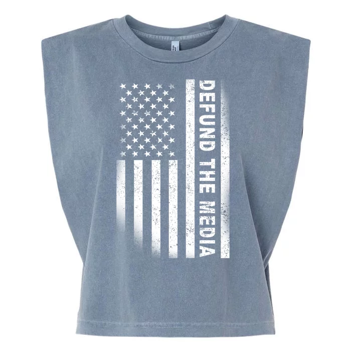 Defund The Media US Flag Garment-Dyed Women's Muscle Tee