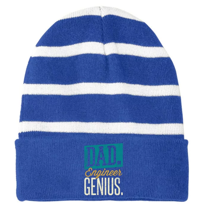 Dad Engineer Genius Engineer Dads Engineer Husbands Gift Striped Beanie with Solid Band