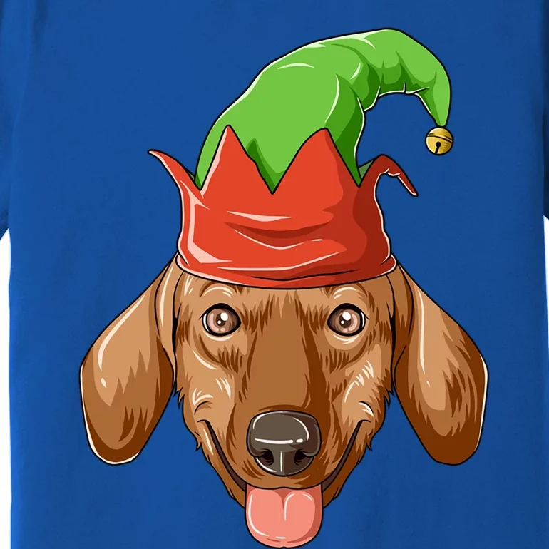 Dachshund Elf Hat Christmas Dachshund Gift Premium T-Shirt