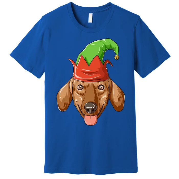 Dachshund Elf Hat Christmas Dachshund Gift Premium T-Shirt