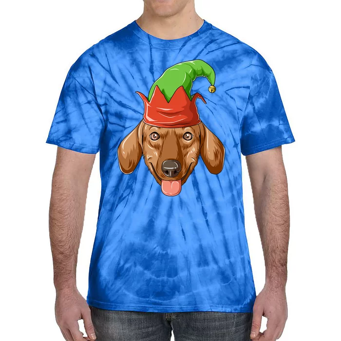 Dachshund Elf Hat Christmas Dachshund Gift Tie-Dye T-Shirt