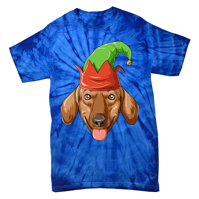 Dachshund Elf Hat Christmas Dachshund Gift Tie-Dye T-Shirt