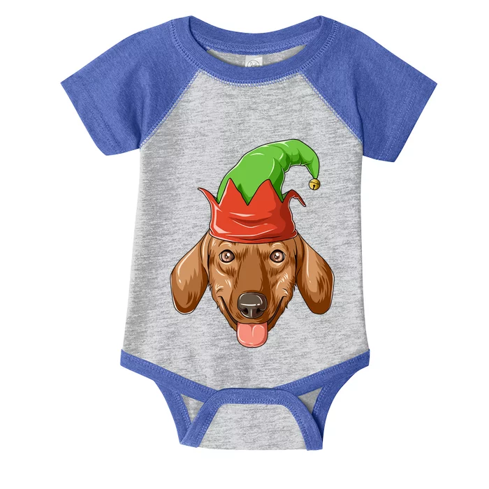 Dachshund Elf Hat Christmas Dachshund Gift Infant Baby Jersey Bodysuit