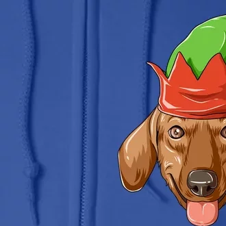 Dachshund Elf Hat Christmas Dachshund Gift Full Zip Hoodie