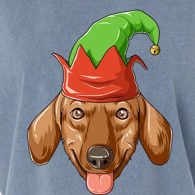 Dachshund Elf Hat Christmas Dachshund Gift Garment-Dyed Women's Muscle Tee