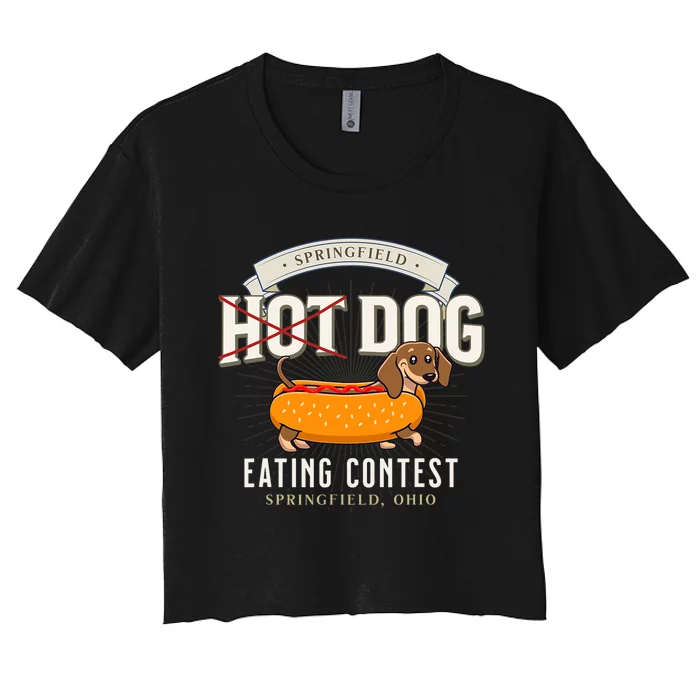 Dog Eating In Springfield Ohio Springfield Dog Cat Eating Women's Crop Top Tee