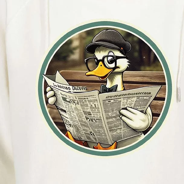 Duck Engrossed In Reading A Large Newspaper.Lover Duck Womens Funnel Neck Pullover Hood