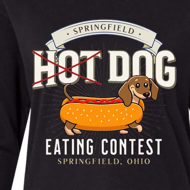 Dog Eating In Springfield Ohio Springfield Dog Cat Eating Womens Cotton Relaxed Long Sleeve T-Shirt