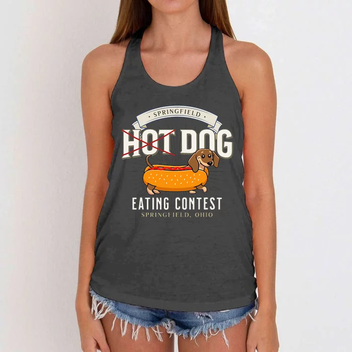 Dog Eating In Springfield Ohio Springfield Dog Cat Eating Women's Knotted Racerback Tank