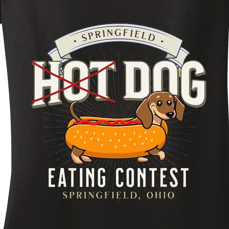 Dog Eating In Springfield Ohio Springfield Dog Cat Eating Women's V-Neck T-Shirt