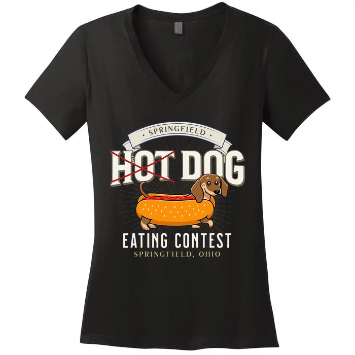 Dog Eating In Springfield Ohio Springfield Dog Cat Eating Women's V-Neck T-Shirt