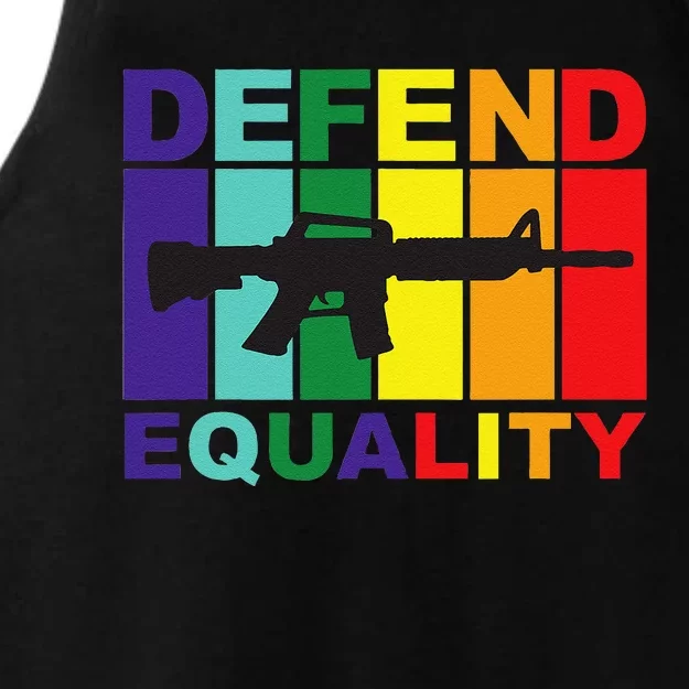 Defend Equality Lgbt Gay Flag Assault Rifle Ladies Tri-Blend Wicking Tank