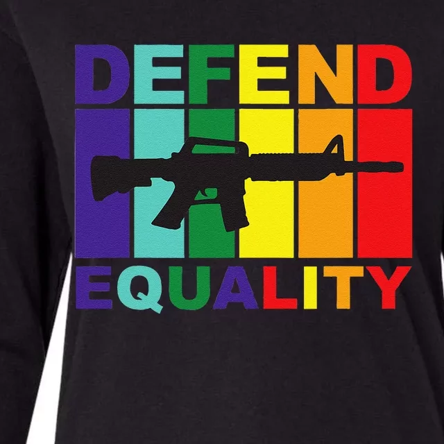 Defend Equality Lgbt Gay Flag Assault Rifle Womens Cotton Relaxed Long Sleeve T-Shirt