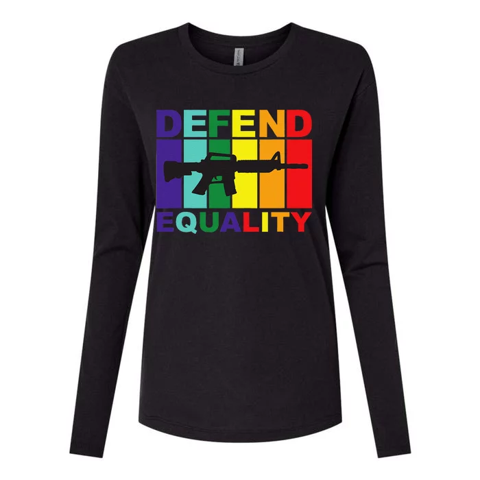 Defend Equality Lgbt Gay Flag Assault Rifle Womens Cotton Relaxed Long Sleeve T-Shirt