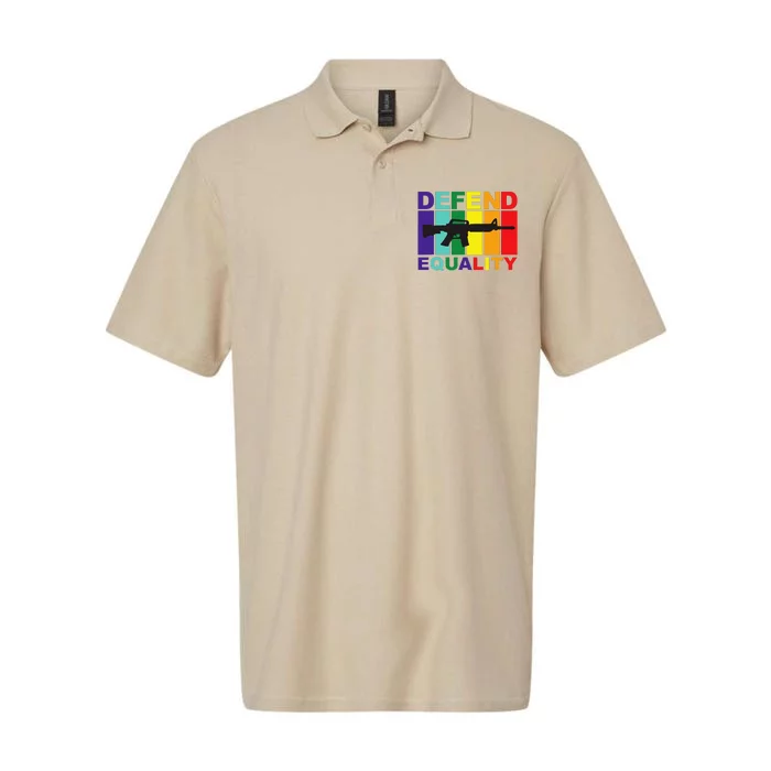 Defend Equality Lgbt Gay Flag Assault Rifle Softstyle Adult Sport Polo