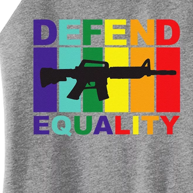 Defend Equality Lgbt Gay Flag Assault Rifle Women’s Perfect Tri Rocker Tank