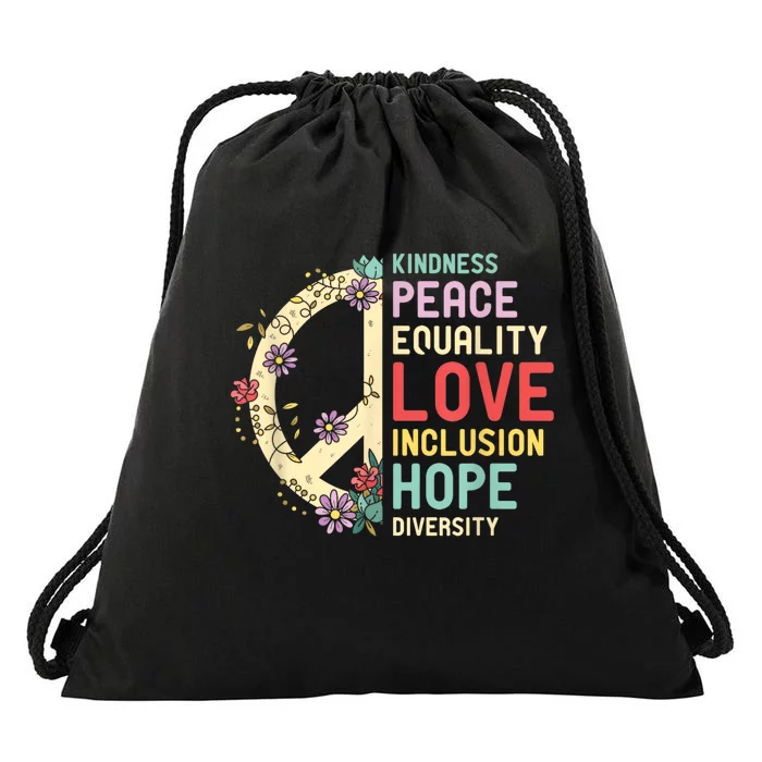 Diversity Equality Love Peace Human Rights Social Justice Drawstring Bag