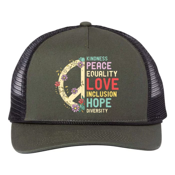 Diversity Equality Love Peace Human Rights Social Justice Retro Rope Trucker Hat Cap