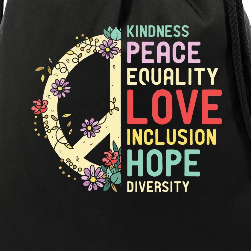 Diversity Equality Love Peace Human Rights Social Justice Drawstring Bag