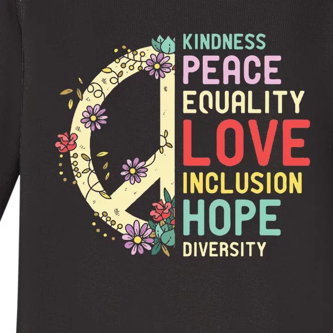 Diversity Equality Love Peace Human Rights Social Justice Baby Long Sleeve Bodysuit