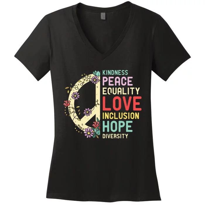 Diversity Equality Love Peace Human Rights Social Justice Women's V-Neck T-Shirt