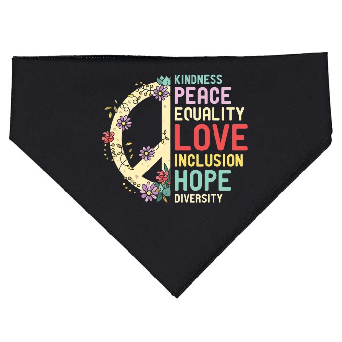 Diversity Equality Love Peace Human Rights Social Justice USA-Made Doggie Bandana