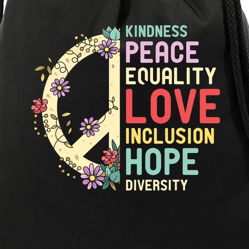 Diversity Equality Love Peace Human Rights Social Justice Drawstring Bag