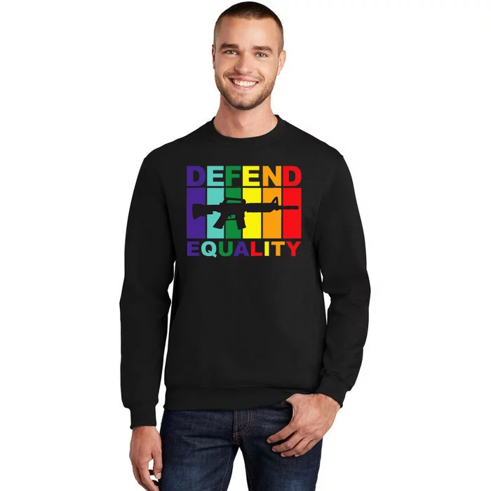 Defend Equality LGBT Gay Flag Assault Rifle Sweatshirt