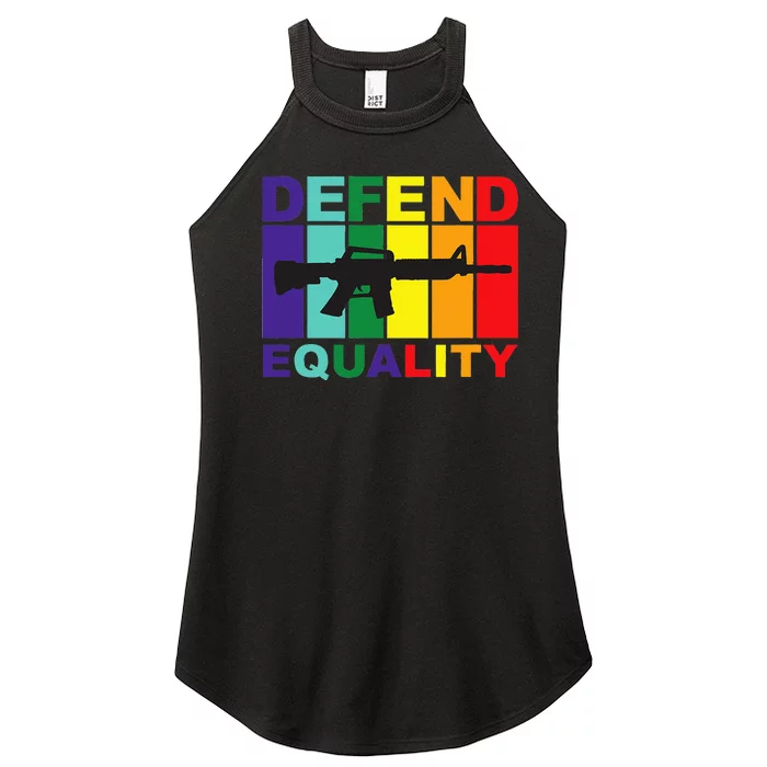 Defend Equality LGBT Gay Flag Assault Rifle Women’s Perfect Tri Rocker Tank