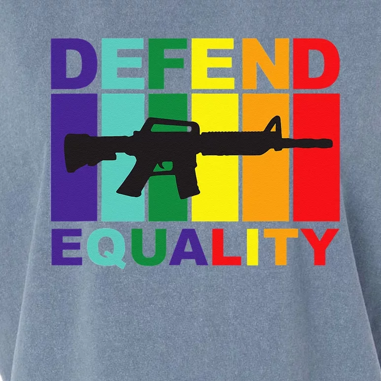 Defend Equality LGBT Gay Flag Assault Rifle Garment-Dyed Women's Muscle Tee