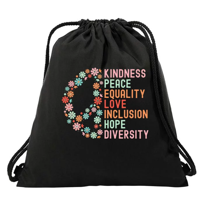 Diversity Equality Love Peace Human Rights Social Justice Drawstring Bag