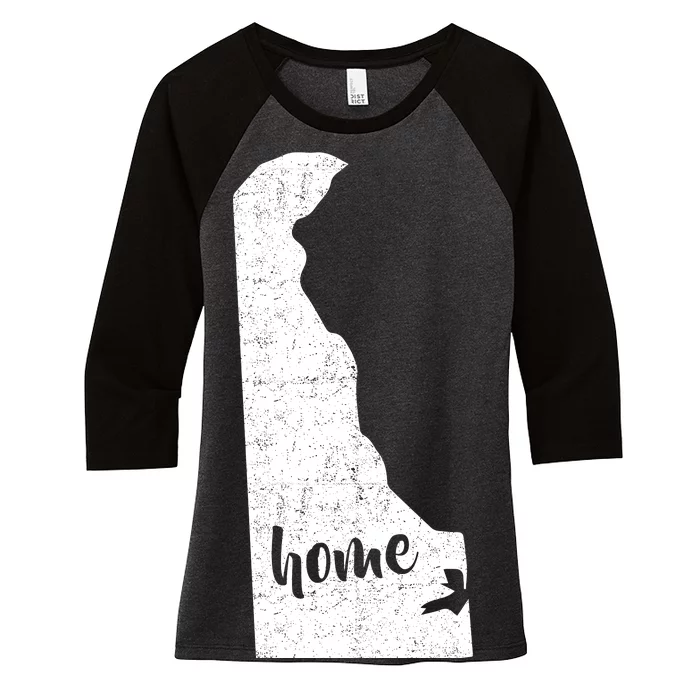 Delaware Home State Women's Tri-Blend 3/4-Sleeve Raglan Shirt