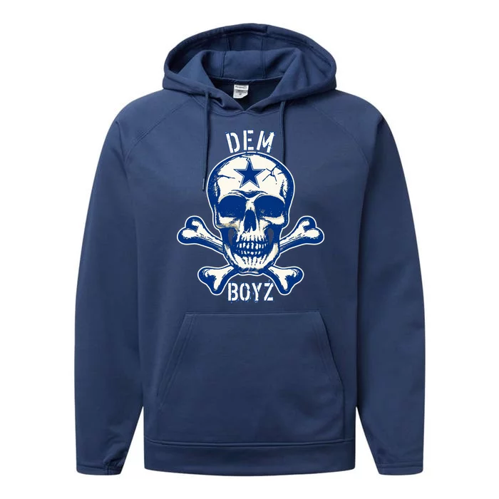 DEM BOYZ Dallas Skull Crossbones Star Texas Fan Pride Performance Fleece Hoodie