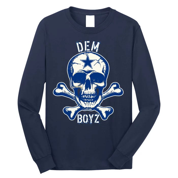 DEM BOYZ Dallas Skull Crossbones Star Texas Fan Pride Long Sleeve Shirt