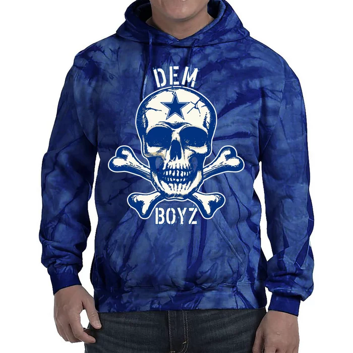 DEM BOYZ Dallas Skull Crossbones Star Texas Fan Pride Tie Dye Hoodie