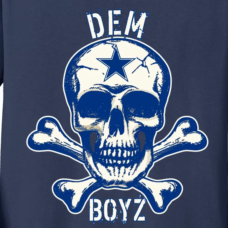 DEM BOYZ Dallas Skull Crossbones Star Texas Fan Pride Kids Long Sleeve Shirt